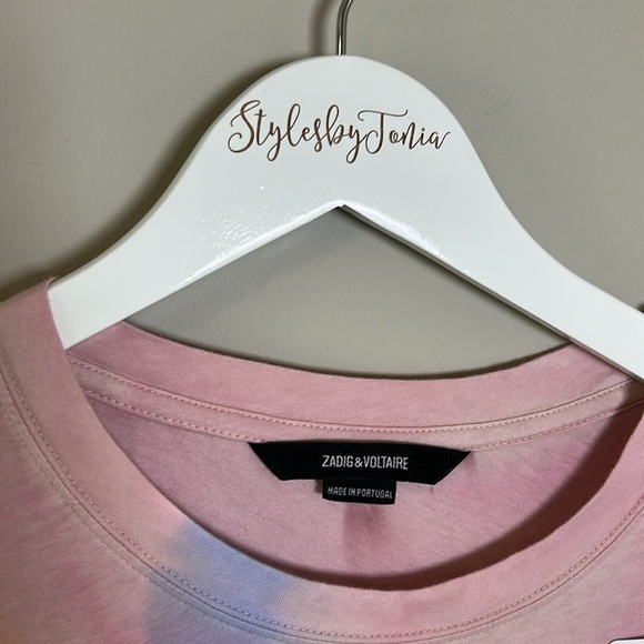 Zadig and Voltaire Tie Dye Logo Tee Orange Pink Mens crewneck short sleeve M NEW - Picture 4 of 12